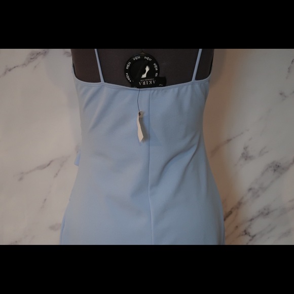 Akira VNeck Asymmetrical BodyCon Baby Blue Sz L - Picture 3 of 3